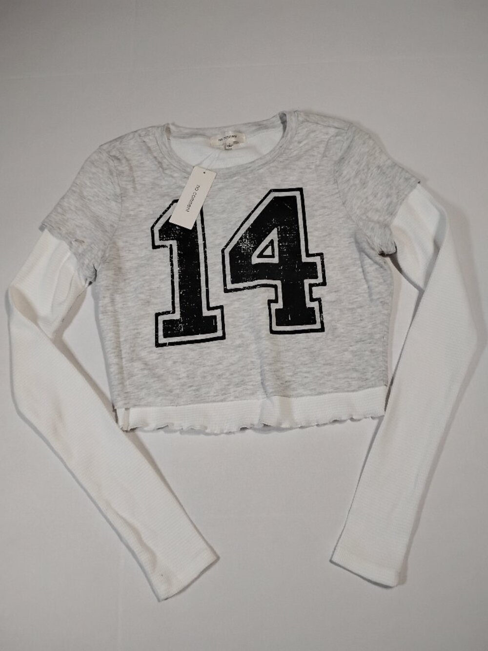 No Comment Long Sleeve Crop Top - S